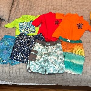 Boys swim trucks and rash guards size 8/10